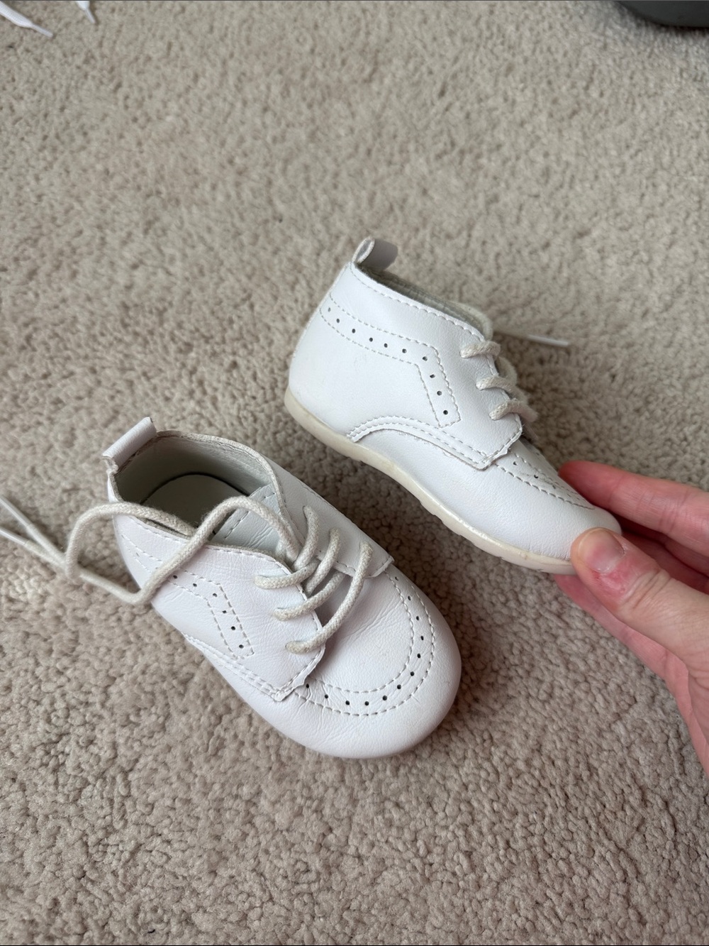 Classic White Leather Lace-Up Kids Shoes